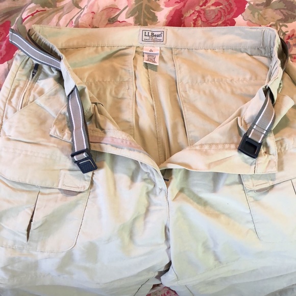 Vintage LL BEAN Size Large Convertible ZipOff Cargo Webbed Logo Belt Supplex NEW - Picture 10 of 16